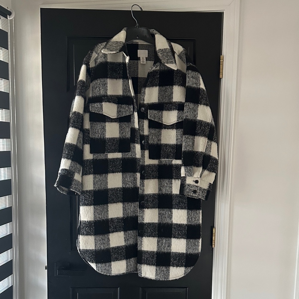 H&M oversized plaid long Shacket